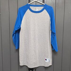 Mens Champion Raglan 2/4 sleeve shirt Size L